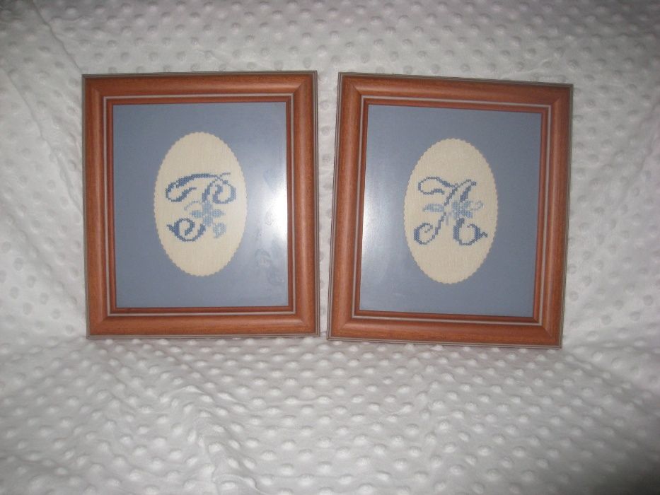 Quadros em ponto de cruz _ tons de azul