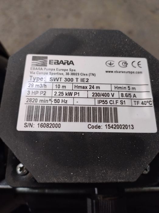 Pompa basenowa EBARA SWT 300 stan idealny Q=480l/min