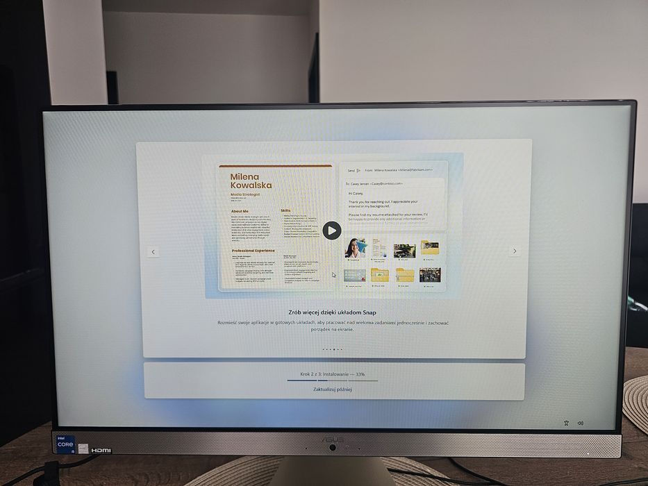 Komputer ASUS All-in-One 24" | i5-11Gen / 8GB / 500GB SSD | Win11 jak NOWY