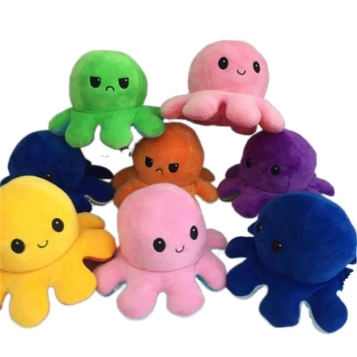 Peluches de polvos reversiveis - happy/mad