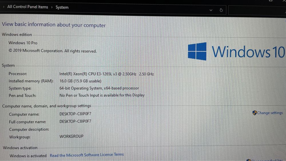 Lenovo tiny m93, Xeon E3-1265L v3, ram 16gb, ssd 128gb, wifi, bt, win