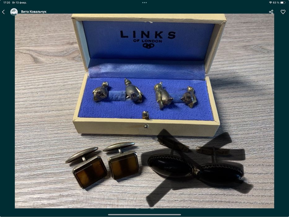 Запонки серебрянные ссср, LINKS of london пингвины