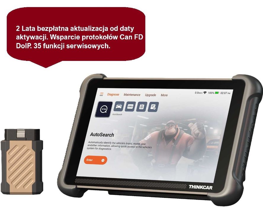 Thinktool 191 8 cali  z 2 letnią aktualizacją DoIP i CanFD