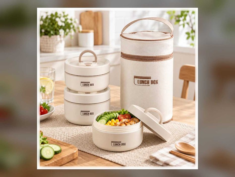 Zestaw Obiadowy Termos Termiczny 1,4L Pojemniki Stalowe Do Pracy Z Torbą Lunchbox Na Zupę I Obiad