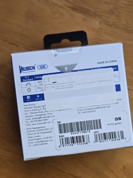 Ліхтарик WUBEN G5 400lum Чорні,  Зелені