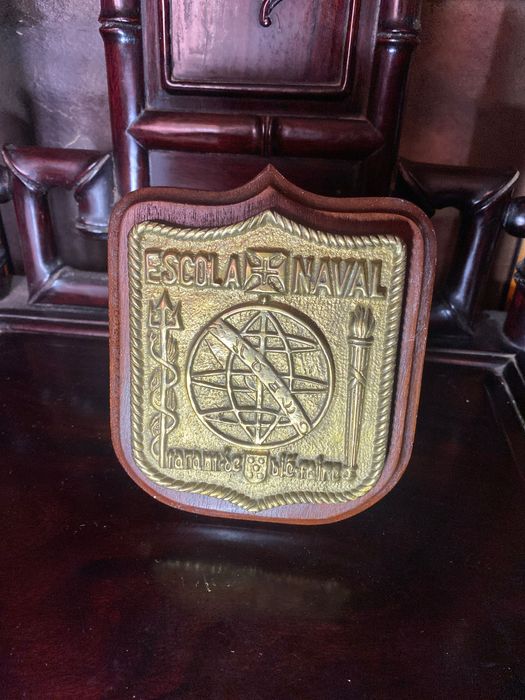 Cresta Brasão Bronze Escola Naval Prenda ao Comandante do Navio 12 cm