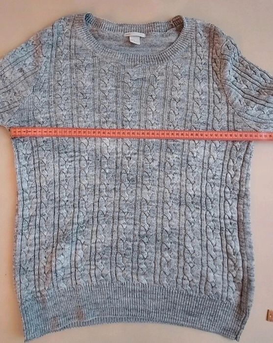 Szary sweter H&M Basic w warkocze rozm. M