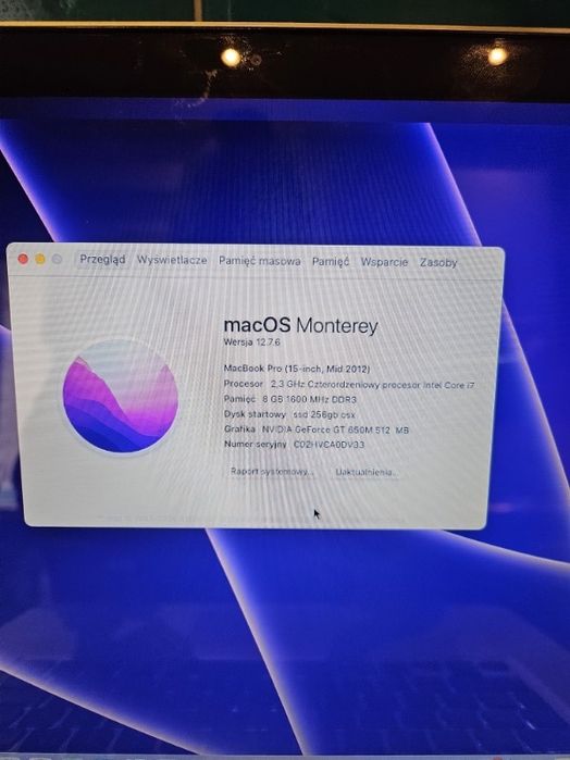 MacBook Pro 15 stan idealny SSD 256gb