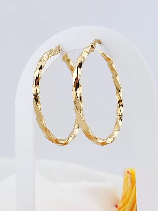 Złote nowe kolczyki koła pr585