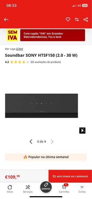 Sound bar sony htsf 150