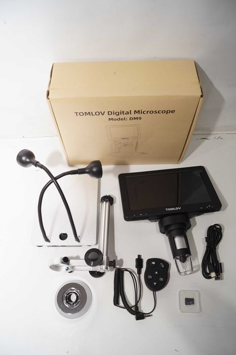 TOMLOV DM9 cyfrowy mikroskop elektroniczny USB 1080P 7" LCD 1200X