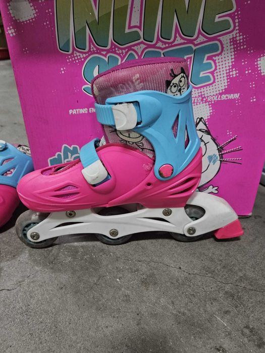Patins em linha decathlon love gato rosa azul tamanho tamanho 30 a 33