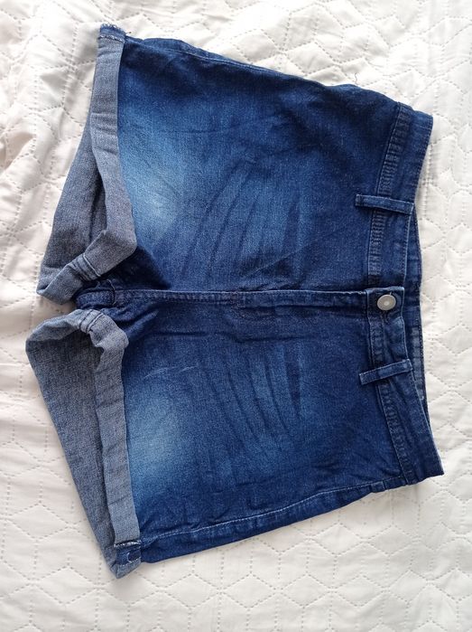 Szorty damskie jeansowe r. 38 krótkie spodenki wysoki stan + Gratis