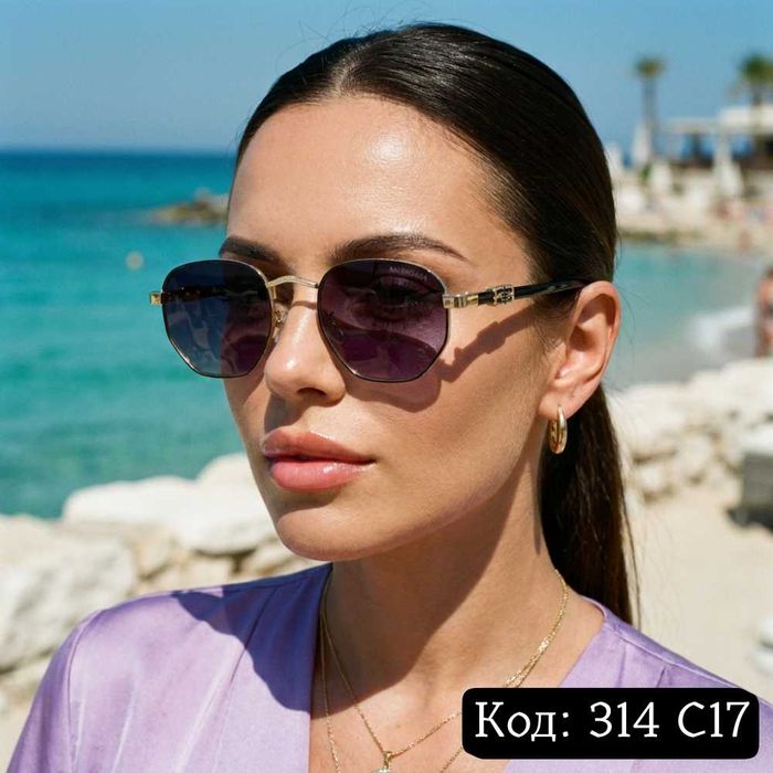 Жіночі сонцезахисні окуляри UV400 золоті Код 314 C17
