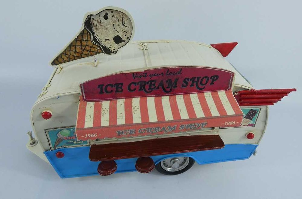 Metalowa retro przyczepa sklep przyczepka ICE CREAM SHOP 31cm