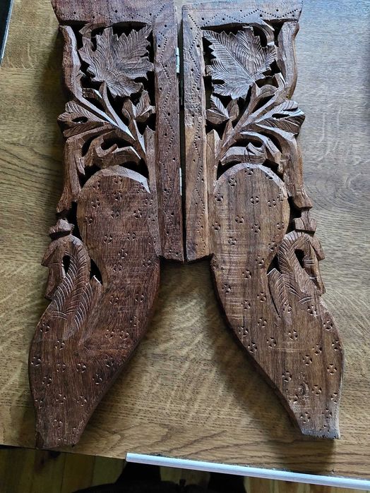 Indyjski, składany stolik z drewna tekowego z masą perłową