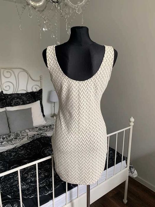 Mango biało-czarna sukienka letnia mini tuba basic minimalizm 38 M