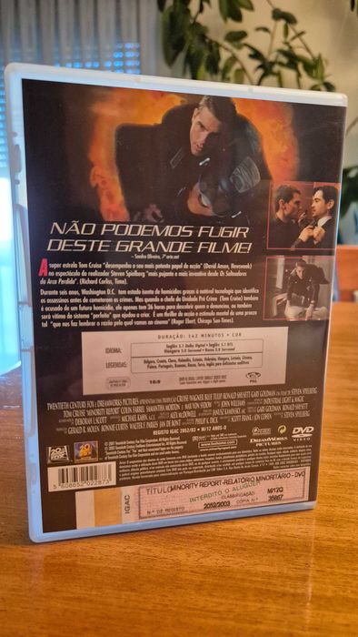 Vendo DVD Filme de Ficção Científica MINORITY REPORT (c/ Tom Cruise) !