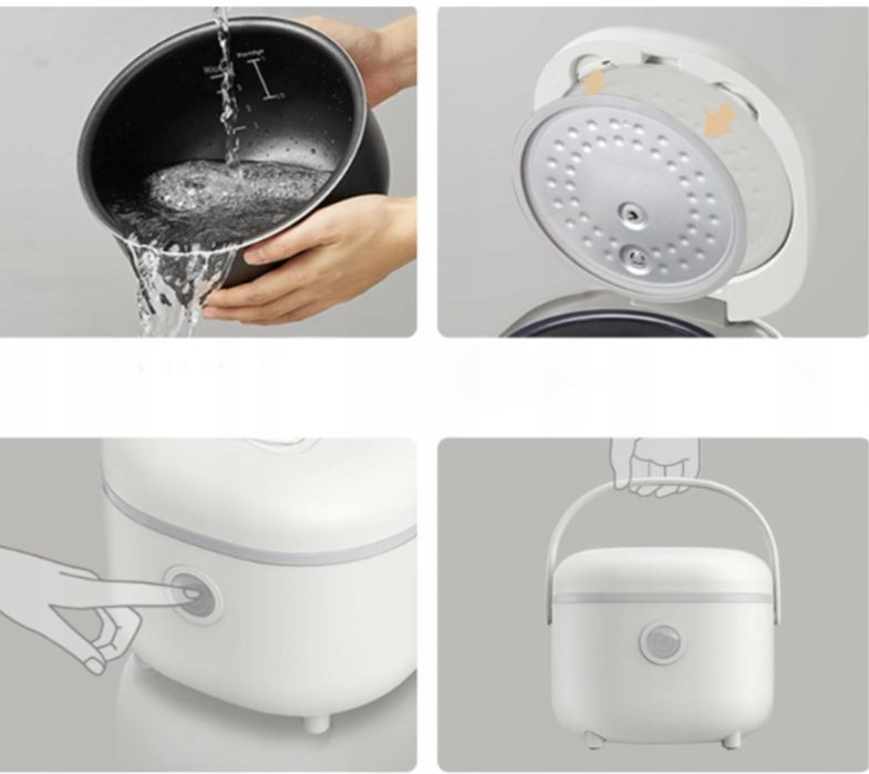 Bear szybkowar do ryżu biały 2 litry z parowarem 6 funkcji gotowania