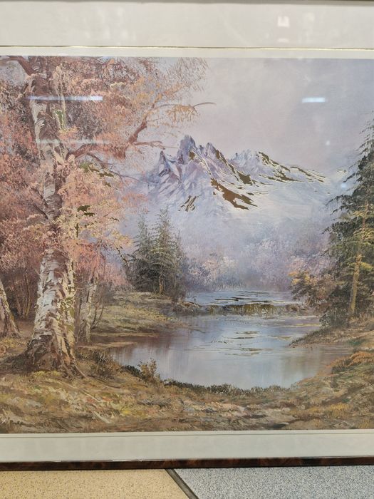 Obraz że złotymi elementami pejzaż