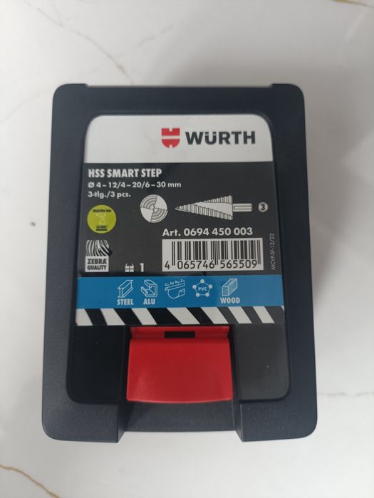 Nowy Zestaw 3 wierteł stopniowych  Wurth HSS SMART STEP