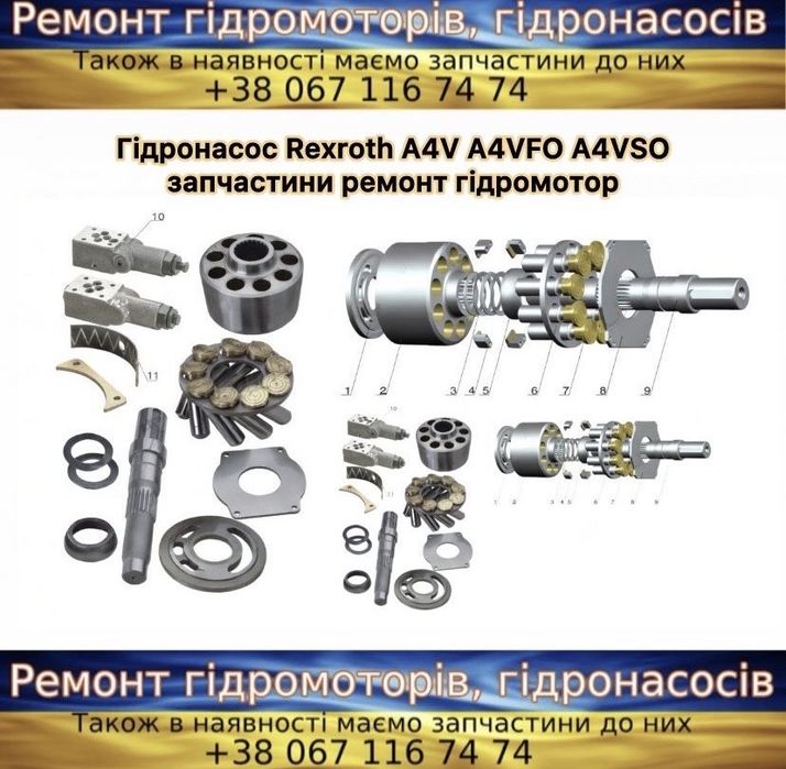 Гідромотор Bosch Rexroth A2FM A2FO запчастини гідронасос ремонт