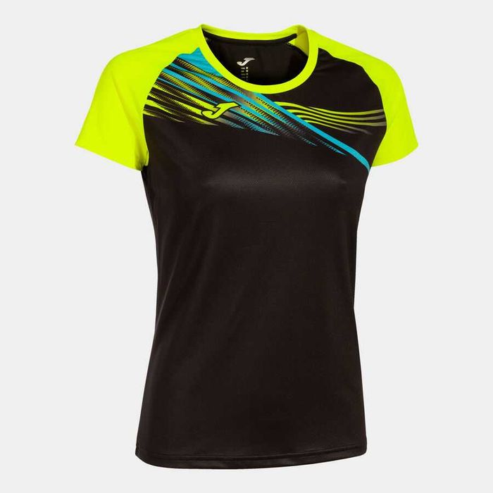 T-Shirt Mulher XL Padel NOVO - Joma Elite X Preto/Amarelo Fluorescente