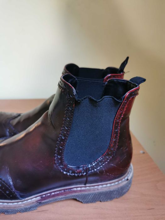 Bordowe botki 37 za kostkę skórzane