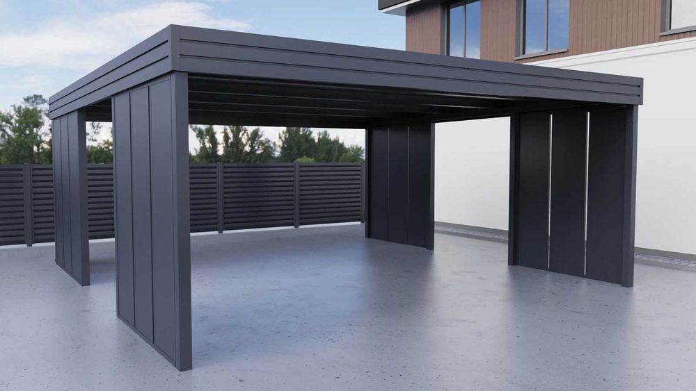 Wiata na 2 Auta 5,5x5,5m | MODUŁOWA PION | Solidna Stal 100x100