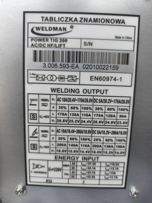 Spawarka AC/Dc/Mma Weldman Power Tig 200