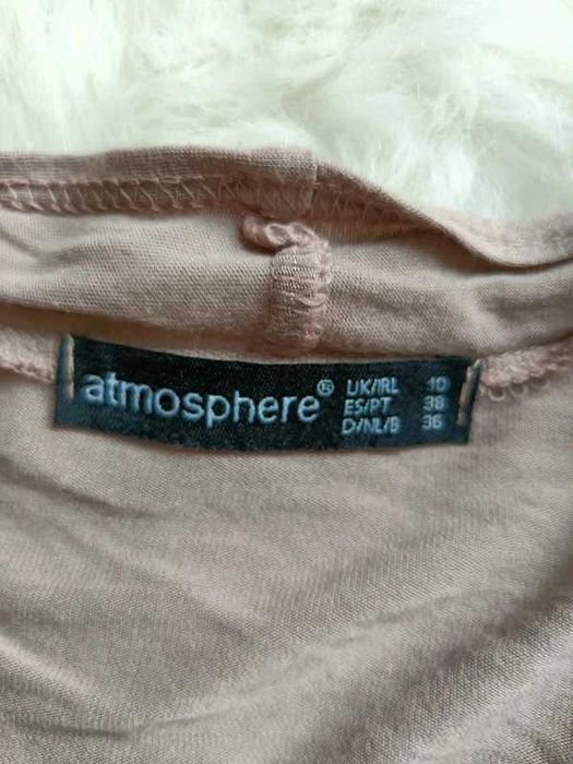 Beżowy kakaowy kardigan tiulowa falbanka S M