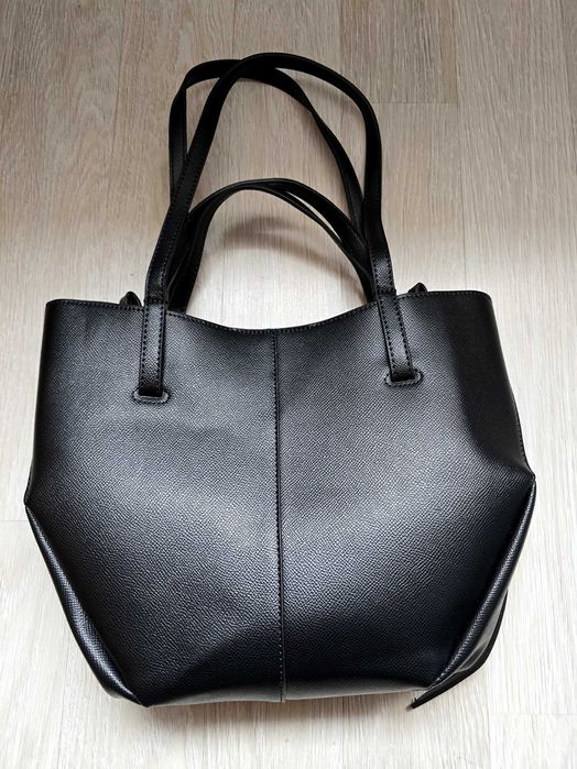 Polène Cyme Mini EDITION TEXTURED BLACK czarna torebka damska shopper