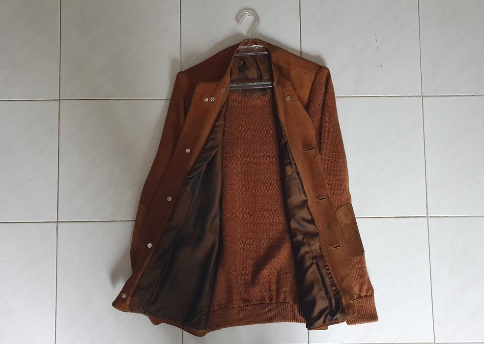 Raro Casaco / Blazer vintage, de pele de Antílope e Malha - Anos 60/70