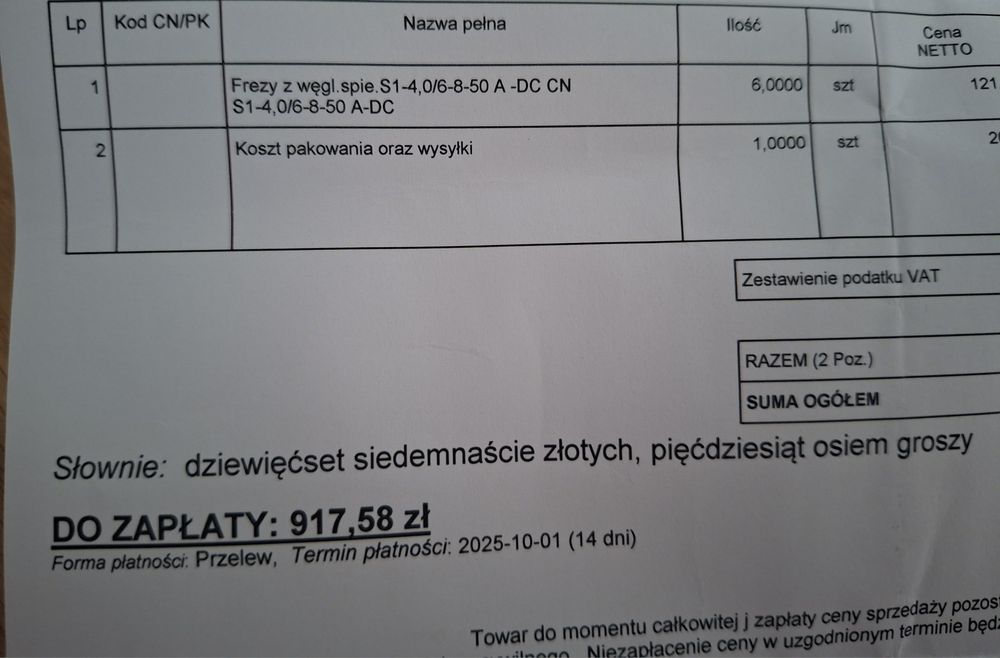 Sprzedam nowe frezy