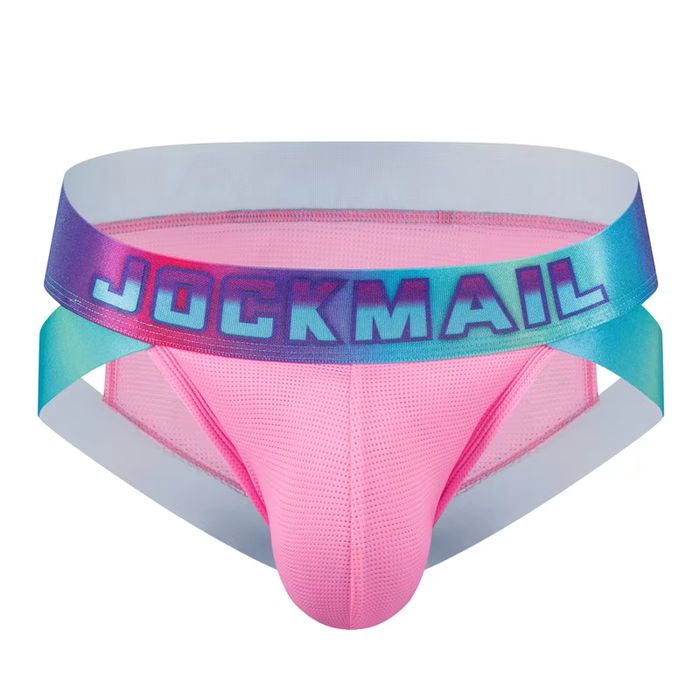 Męskie siateczkowe slipy Jockmail neonowe TANGA - XXL