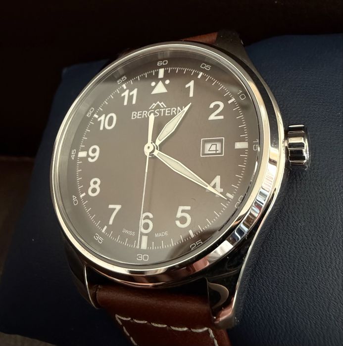 NOWY Bergstern Swiss Made | Sapphire | 10 ATM | skóra | komplet