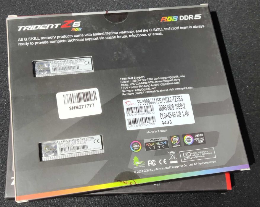 G.SKILL Trident Z5 RGB DDR5 -6800 32GB(2x16GB) CL34 . (Остання)