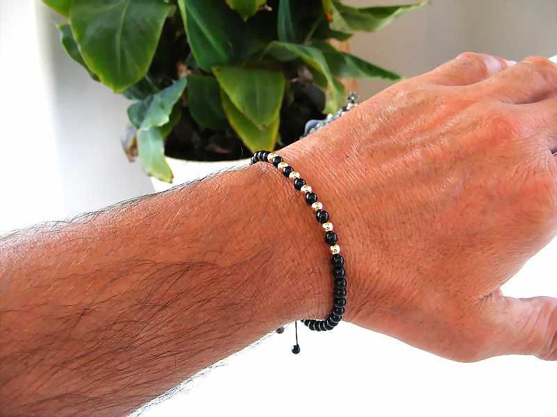 Bransoletka męska 7 grzechów (18k złoto, turmalin)