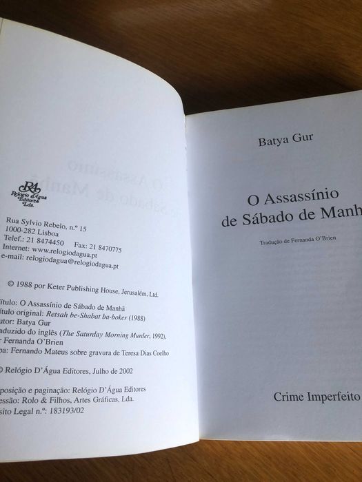 O Assassínio de Sábado de Manhã     BATYA GUR