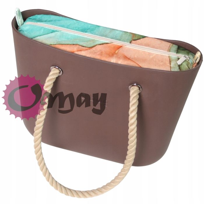 organizer do OBAG STANDARD welur beżowy zielony humus 2 kieszenie OMAY