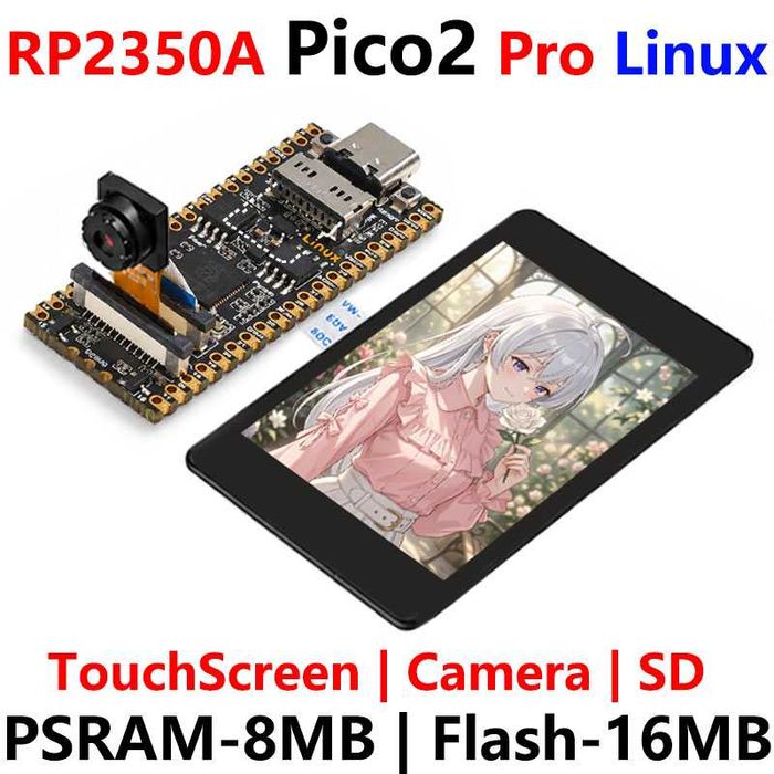 Raspberry Pi Pico 2 Pro RP2350A Linux PSRAM-8MB Development Board Display TouchScreen Camera