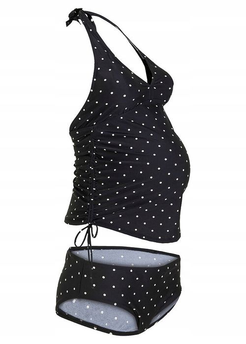 B.P.C tankini ciążowe czarne w białe grochy r.38