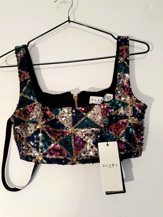 OKAZJA nowy cekinowy wieczorowy top bluzka impreza party 38 M 36