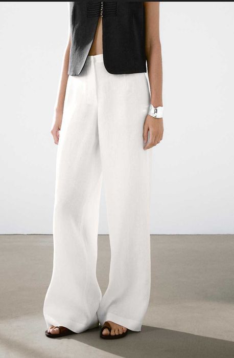 Лляні прямі брюки кюлоти (100% льон)