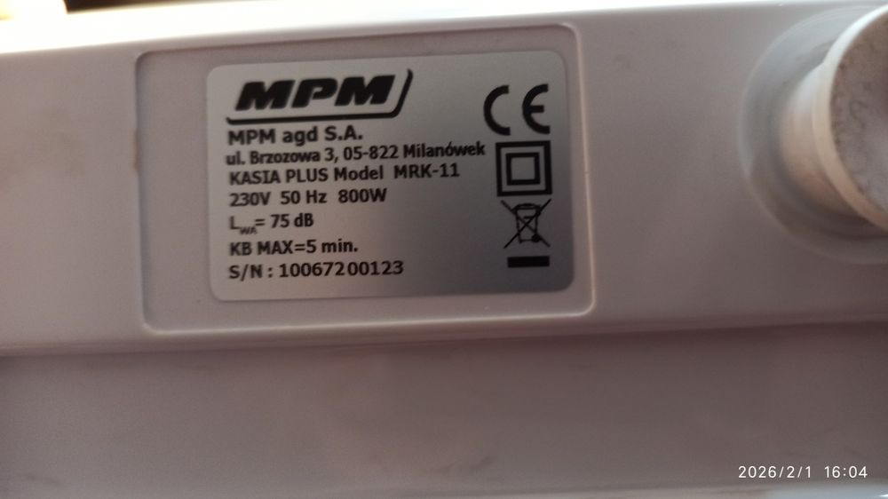 Robot kuchenny Kasia Plus, MPM MRK-11
