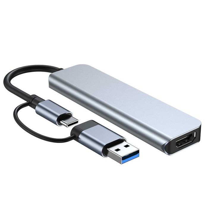 HUB ADAPTER PRZEJŚCIÓWKA USB-C 5w1 3xUSB 3.0 czytnik kart microSDHC
