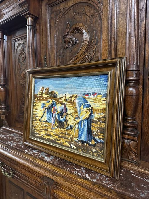 Картина гобелен вишивка антикварна рама