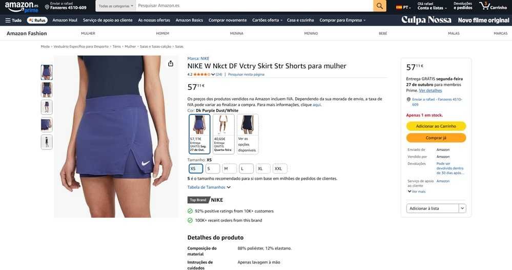 Nike Victory Saia feminina de Ténis Tam XS