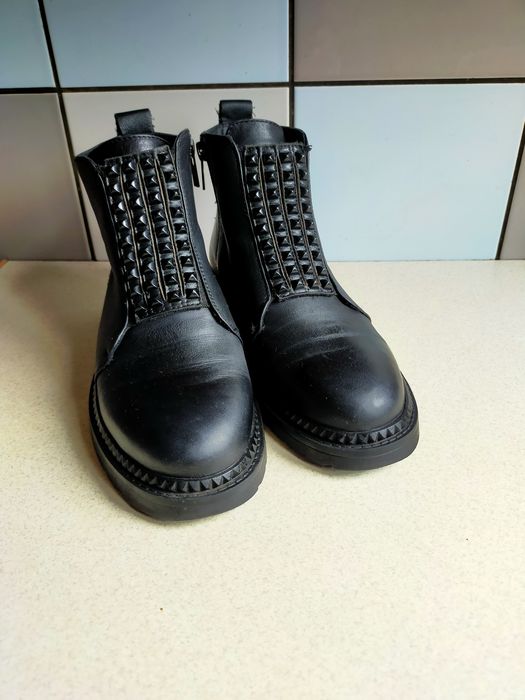 Buty zimowe Big Star Trapery kozaki motocyklówki  36 / 37 skórzane