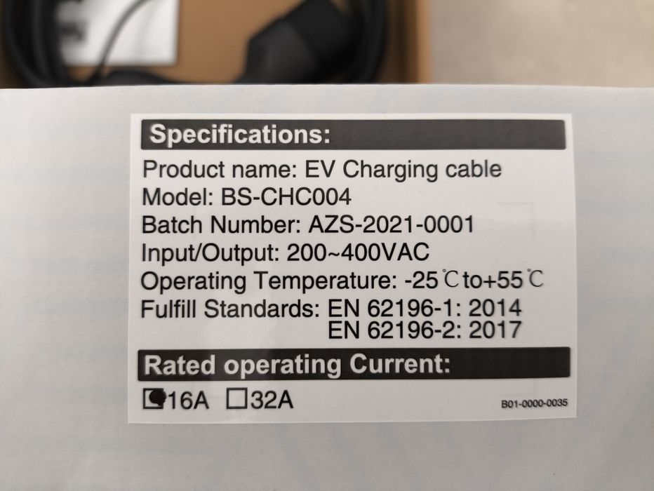 Cabo de Carregamento de Carro EV e PHEV